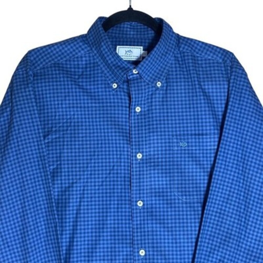 Southern Tide Button-Down Shirt Mens L Blue Gingham Check Long Sleeve